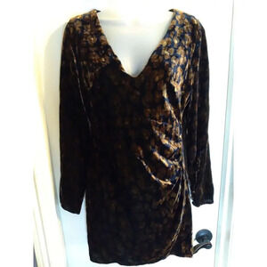 Zara Trf Collection Dress Black Gold Velvet Side Ruching Sz S whimsigoth fairy